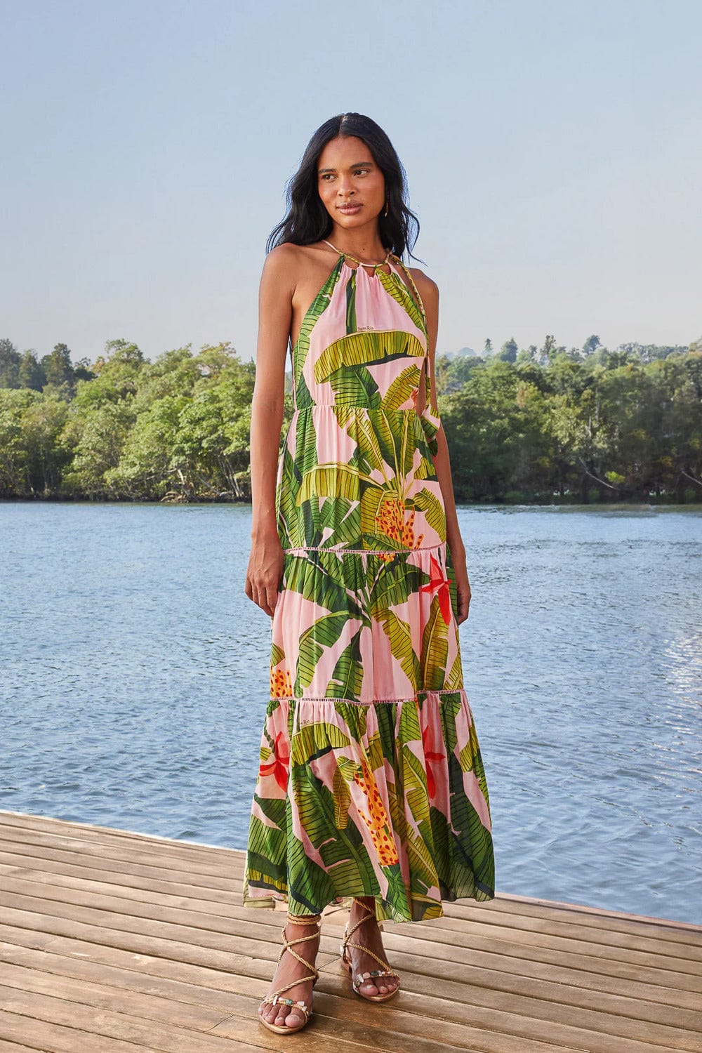 farm rio dress sale Banana Leaves Sleeveless Maxi Φόρεμα 317654 – kissed moments 2018 wedding party dress Size:AU14 Karisa | Burgundy Satin