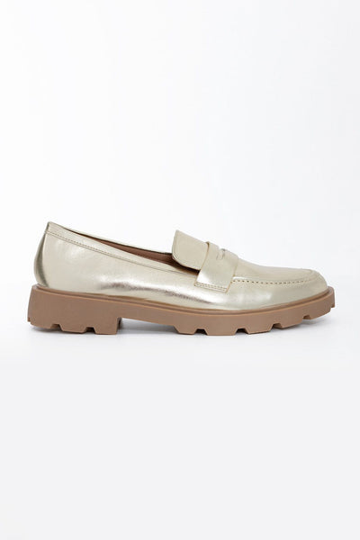 Ideal Shoes Loafers Λουστρίνι Χρυσά 8027