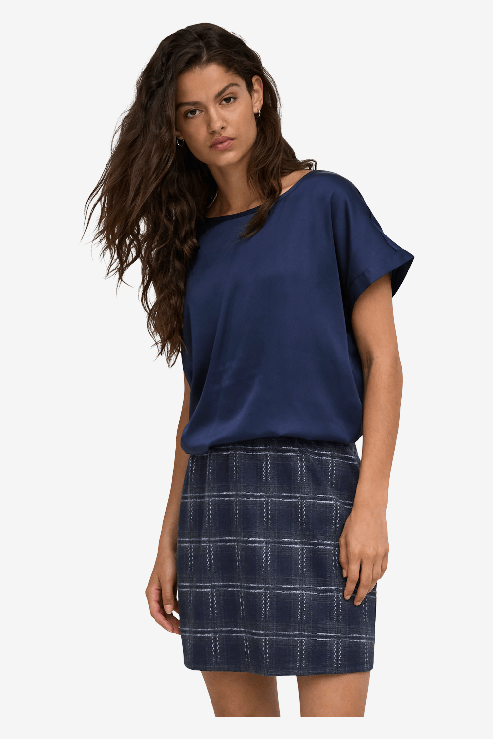 Jdy Fifi Short-Sleeve Satin Top Navy 15379643