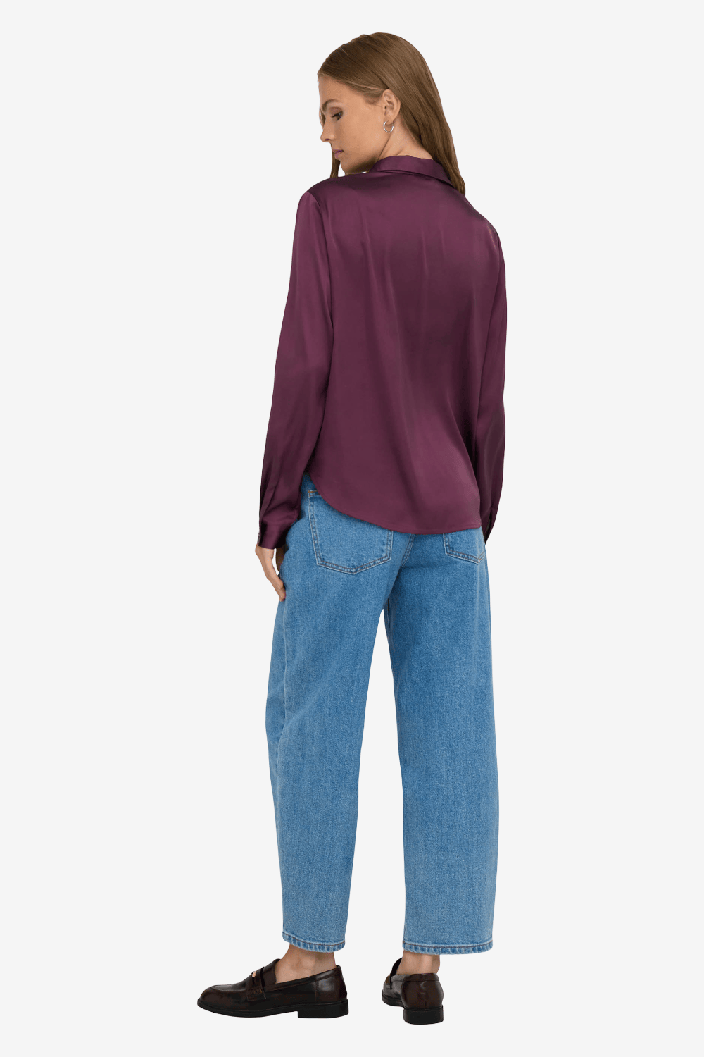 Jdy Fifi Satin Long-sleeved Shirt Burgundy 15203504