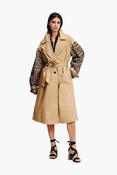 Karl Lagerfeld Broderie Anglaise Trench Καπαρτίνα Μπεζ 241W1505 190
