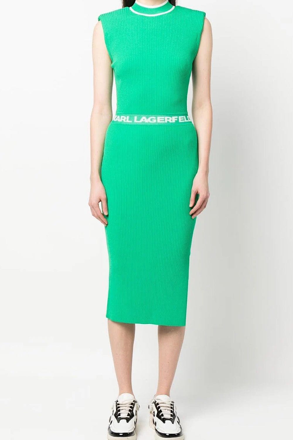 Karl Lagerfeld Intarsia-Logo Midi Dress Green 235W1310 – beautycollection.gr