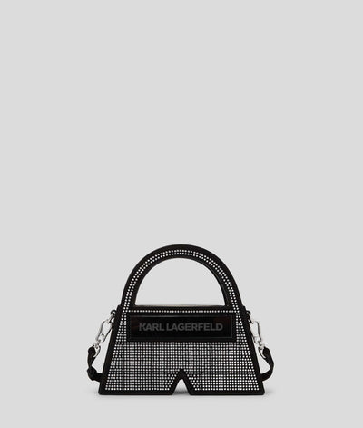Karl Lagerfeld Ikon K Small Crystal Top Handle Τσάντα Μαύρη 241W3026 