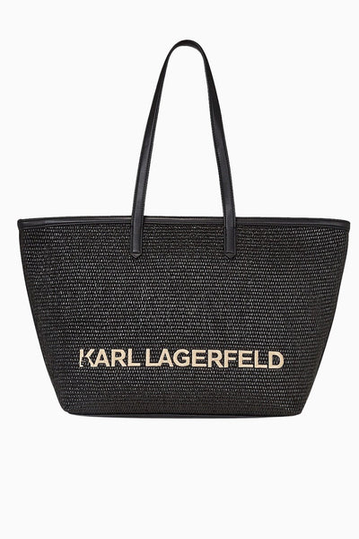 Karl Lagerfeld K/Essential Raffia Tote Τσάντα Μαύρη 241W3027 999