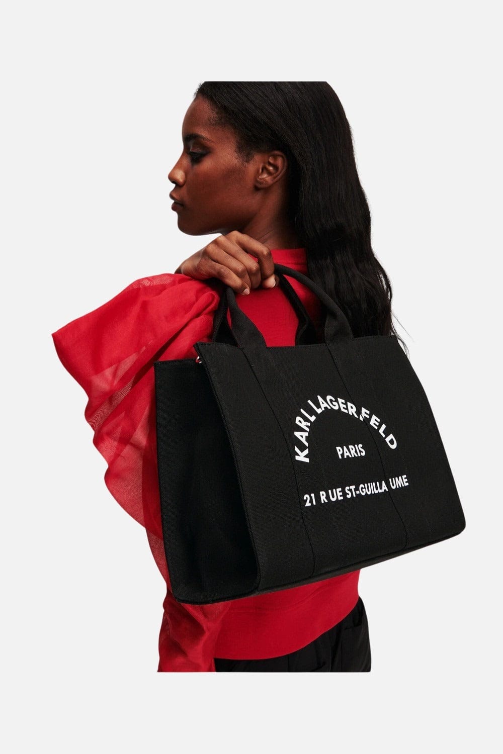 Karl Lagerfeld Rue ST Guillaume Medium Square Tote Bag Black 240W3892 beautycollection.gr