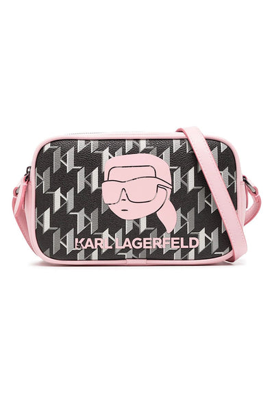Karl Lagerfeld Logo-Print Crossbody Τσάντα Μαύρη/Ροζ 235W3095