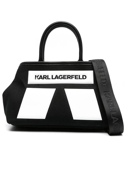 Karl Lagerfeld Small Ikon K Canvas Tote Τσάντα Μαύρη/Άσπρη 240W3885 999