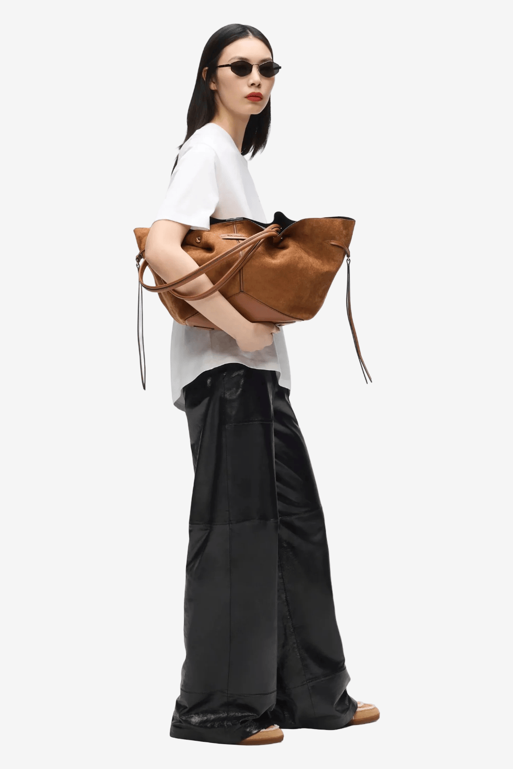 Karl Lagerfeld K/Pierced Medium Faux-Suede Tote Τσάντα Dark Tan B4W30359 1UR
