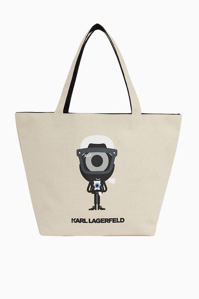 Karl Lagerfeld KL X Darcel Disappoints Reversible Camvas Shopper Τσάντα Natural 241W3886 A98