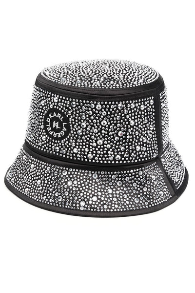 Karl Lagerfeld Crystal-Embellished Bucket Καπέλο Μαύρο 235W3414