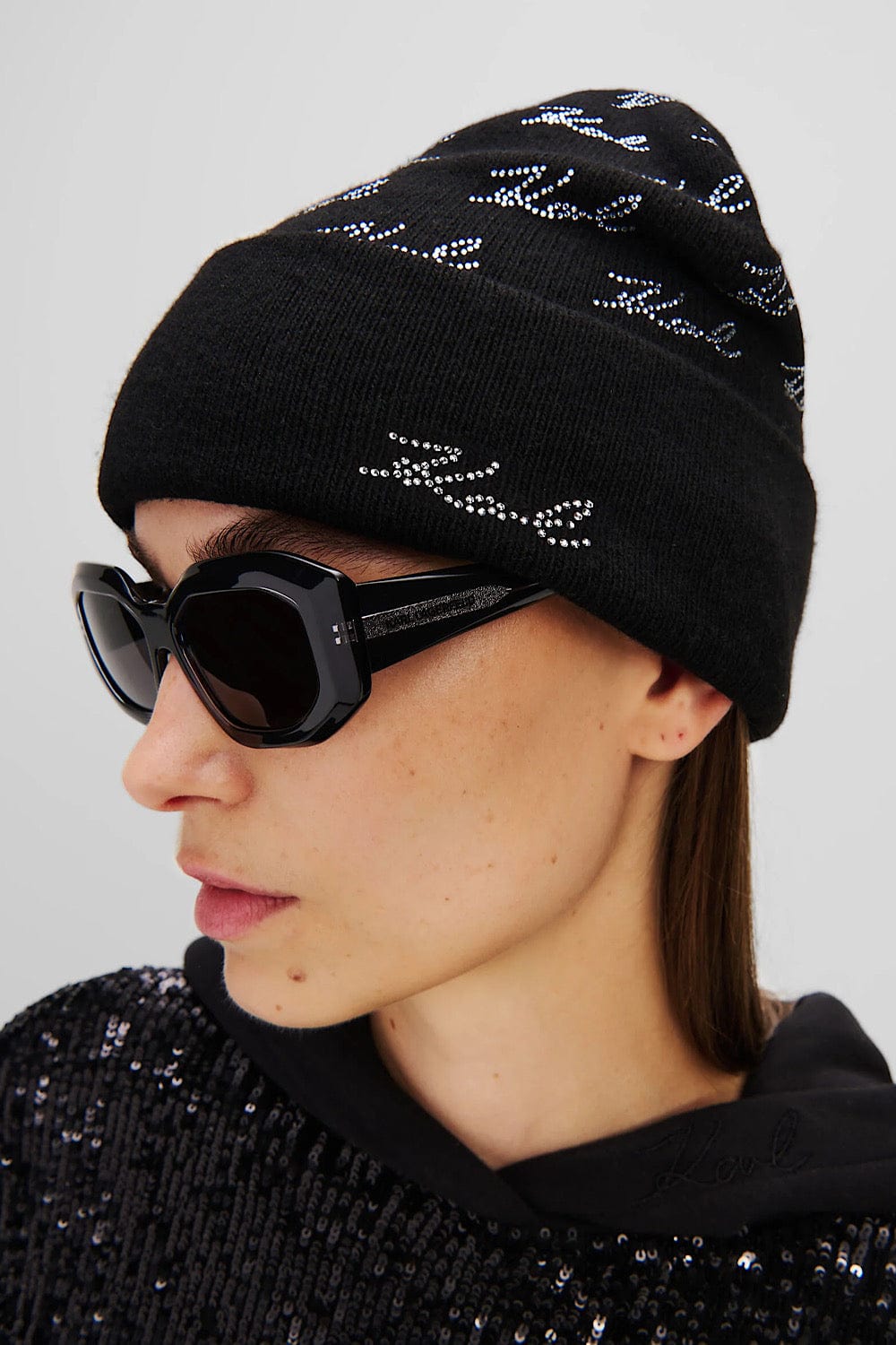 Karl Lagerfeld Karl Signature Rhinestone Σκουφάκι Μαύρο 246W3414 A999