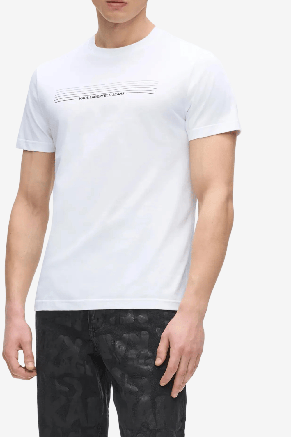 Karl Lagerfeld Jeans Slim Striped Logo T-Shirt Άσπρο B3M17001