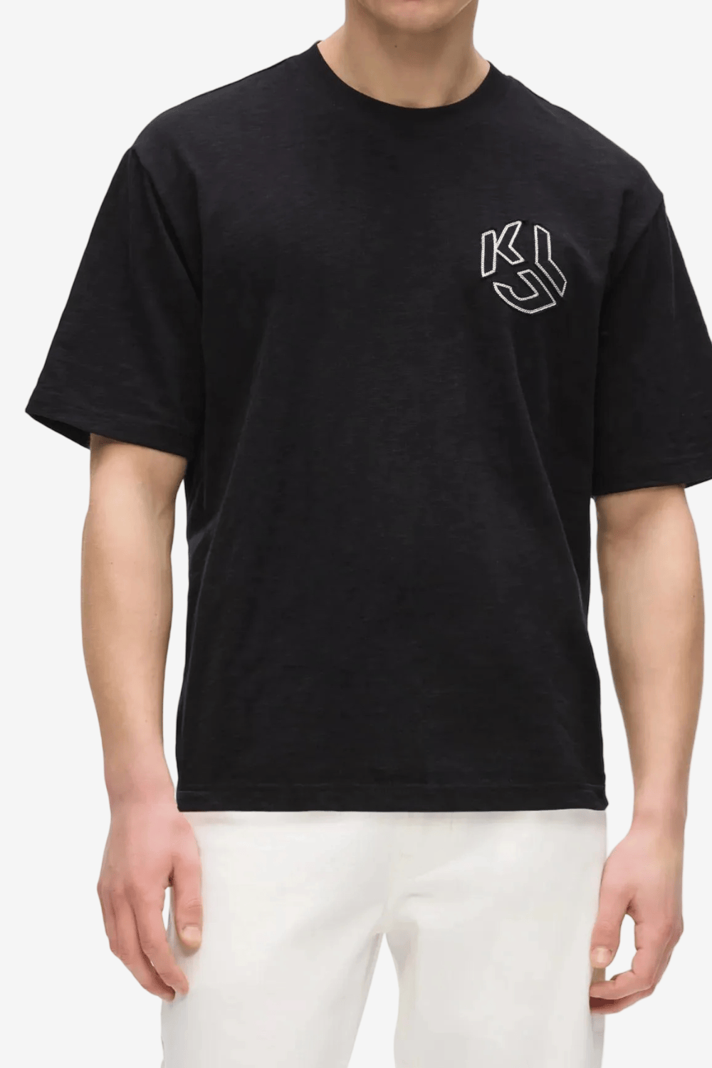 Karl Lagerfeld Jeans Slim Striped Logo T-Shirt Black B3M17012