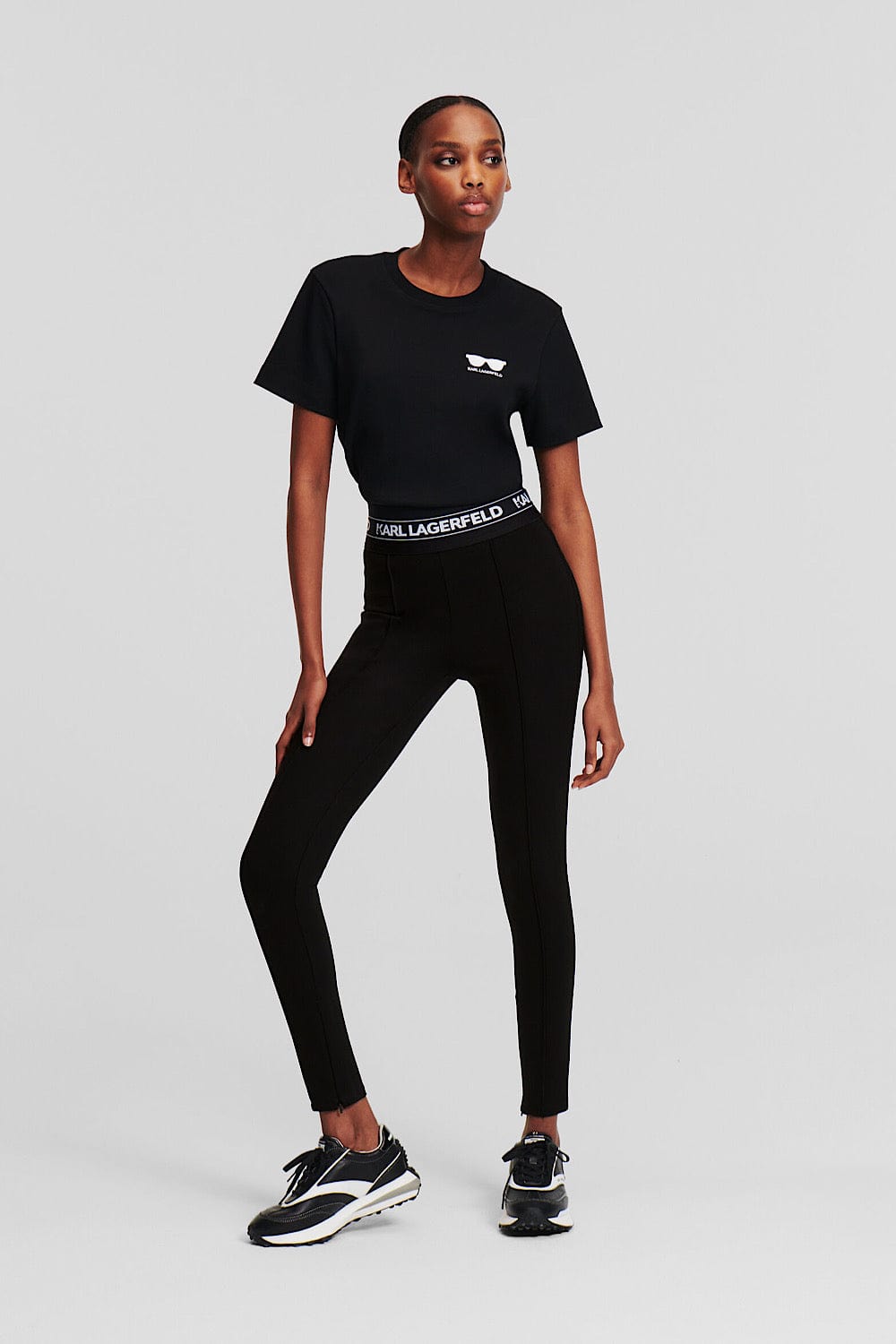 Karl Lagerfeld Karl Logo Tape Punto Leggings Black  245W1050 999