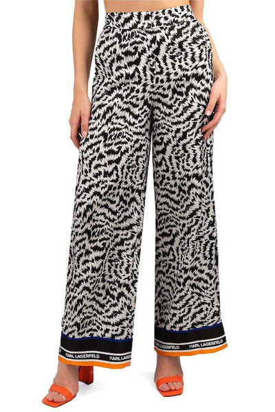 Karl Lagerfeld Zebra Print Παντελόνι Μαύρο/Άσπρο 241W1005