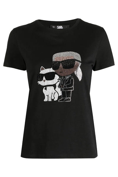 Karl Lagerfeld Ikonik Karl Crystal-Embellished T-Shirt Μαύρο 230W1772