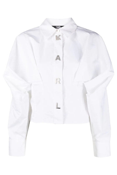 Karl Lagerfeld Karl Lettering Organic-Cotton Πουκάμσο Άσπρο 240W1602 100