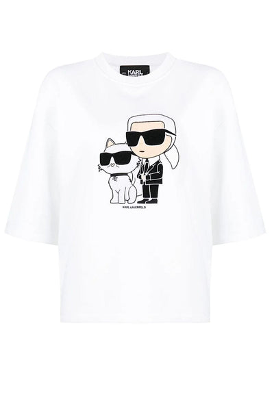 Karl Lagerfeld Graphic-Print Μπλούζα Άσπρη 235W1821