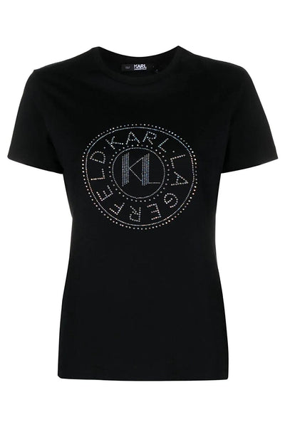 Karl Lagerfeld Logo-Embellished Organic Cotton T-shirt Μαύρο 240W1700
