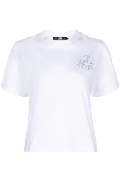 Karl Lagerfeld Logo-Embellished Organic Cotton T-shirt Άσπρο 240W1701