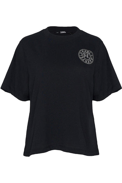 Karl Lagerfeld Logo-Embellished Organic Cotton T-shirt Μαύρο 240W1701