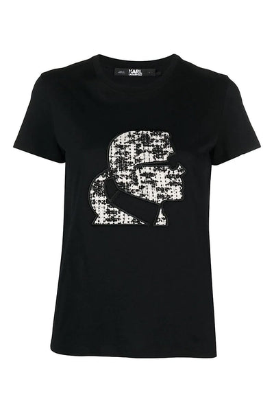Karl Lagerfeld Logo-Patch Organic-Cotton T-shirt Μαύρο 236W1719 999