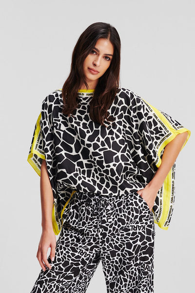 Karl Lagerfeld Giraffe Print Silk Tunic Μαύρο/Άσπρο 241W1607 R51