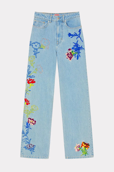 Kenzo Drawn Flowers Ayame Embroidered Jeans Παντελόνι FE52DP2226B4.DT