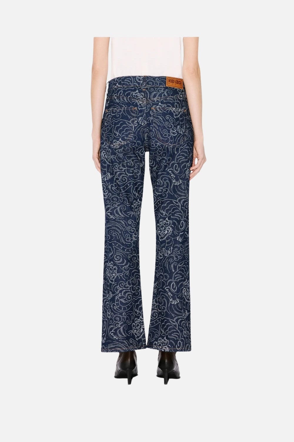 Kenzo Star Tiger Bara Cropped Jeans in Japanese Denim Pants Blue