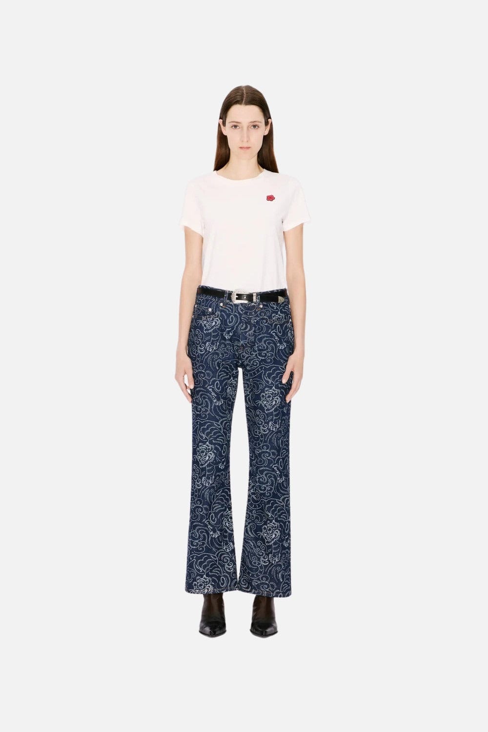 Kenzo Star Tiger Bara Cropped Jeans in Japanese Denim Pants Blue