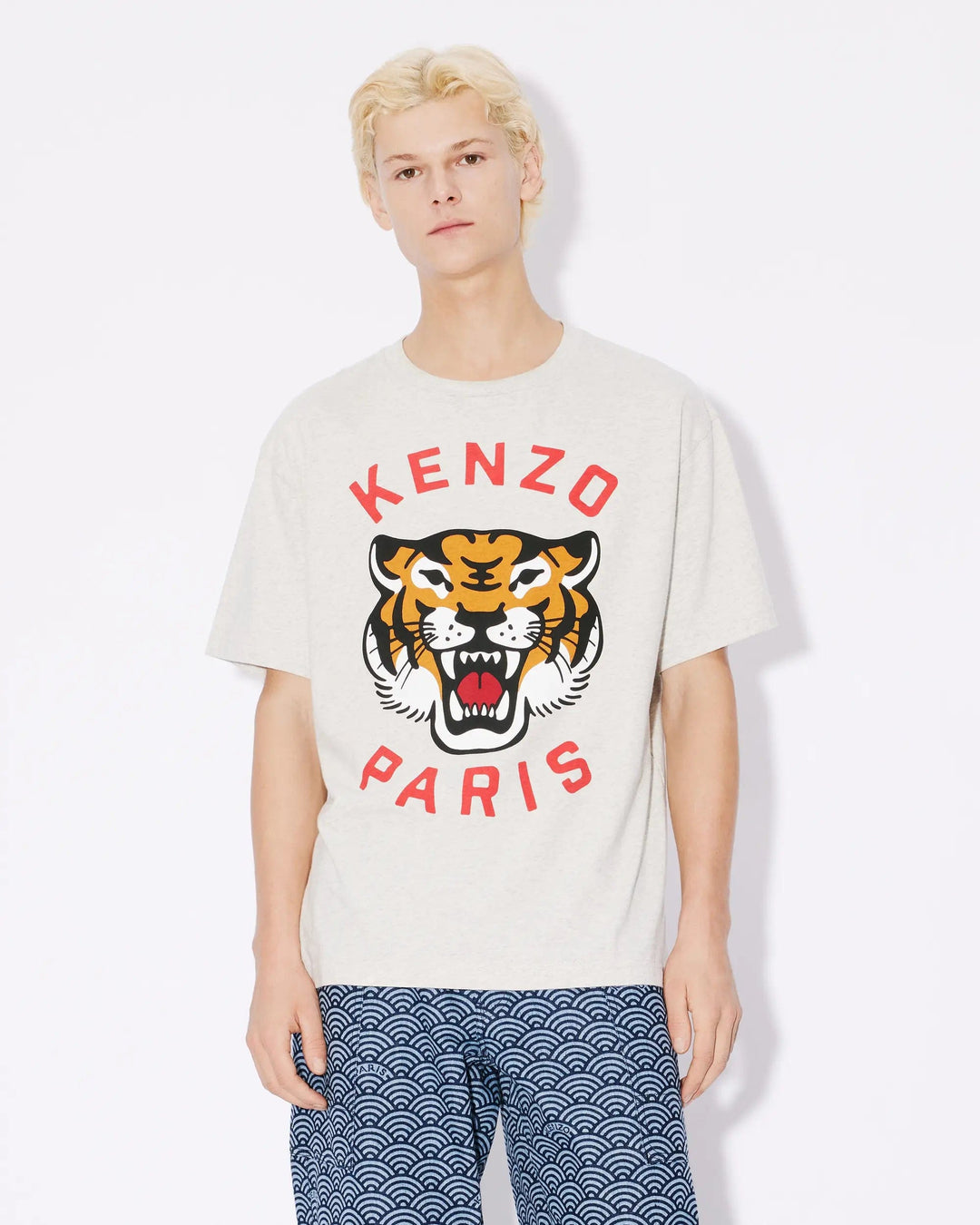 Kenzo Lucky Tiger Oversized Genderless T Shirt Gray FE58TS0064.93 beautycollection.gr