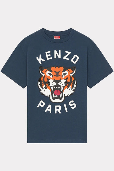 Kenzo Lucky Tiger Oversized Genderless T-Shirt Μπλε FE58TS0064.77