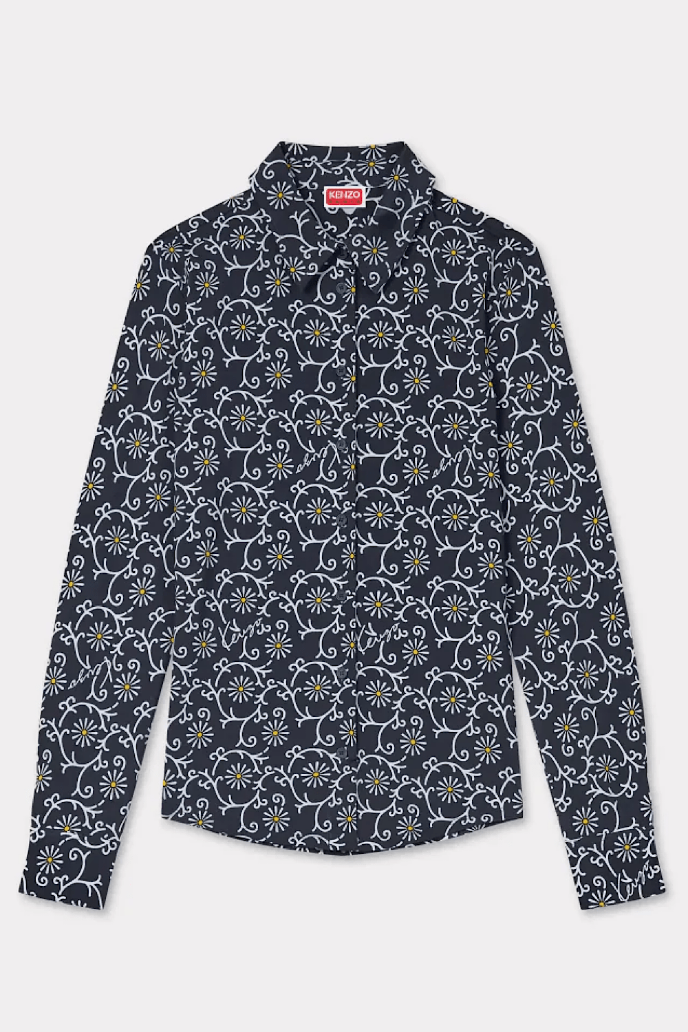 Kenzo Marguerite All-Over Long Sleeve Shirt Blue FE62TO7244RA.79