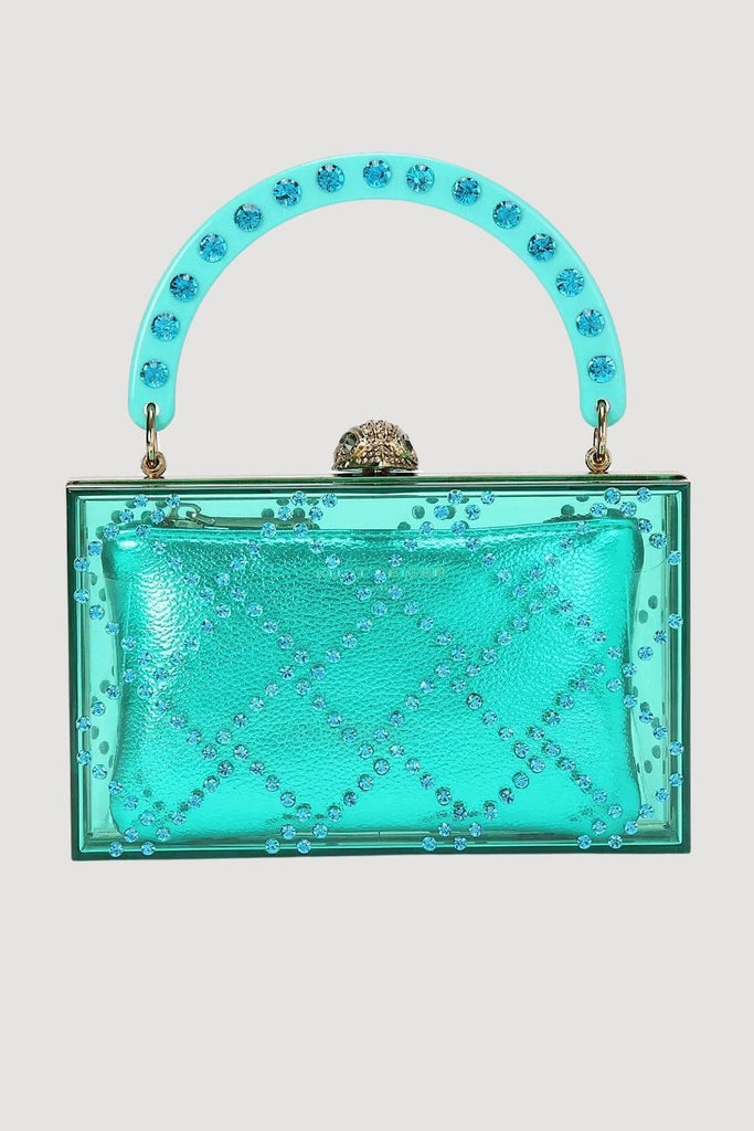 Kurt Geiger London Quilted Box Clutch Bag Green 0516170999