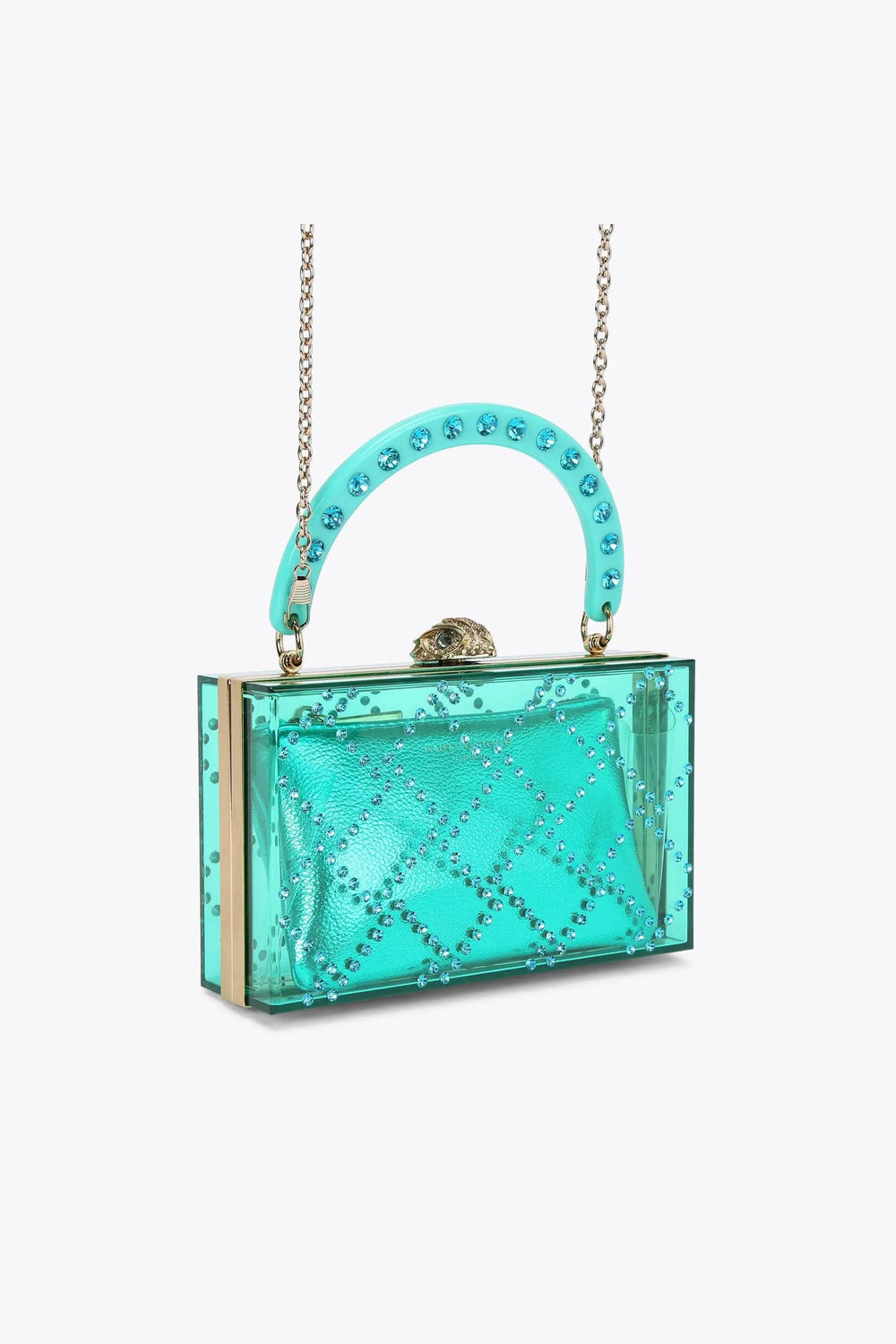 Kurt Geiger London Quilted Box Clutch Bag Green 0516170999
