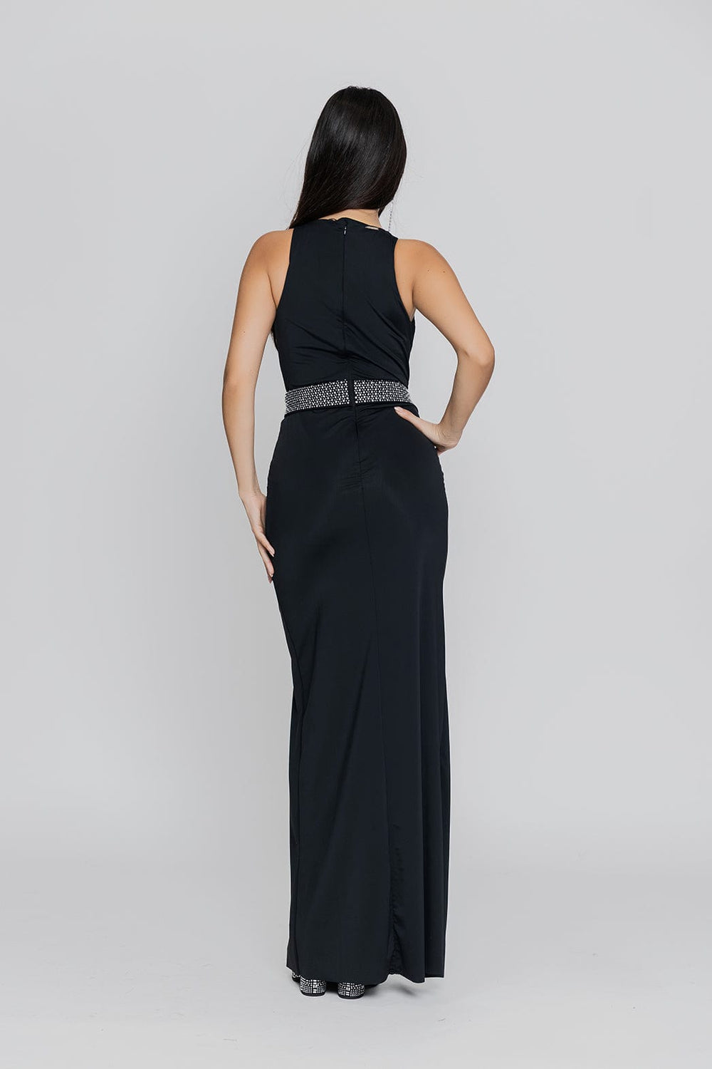 Lanca Maxi Φόρεμα με Strass Μαύρο 502VE010818