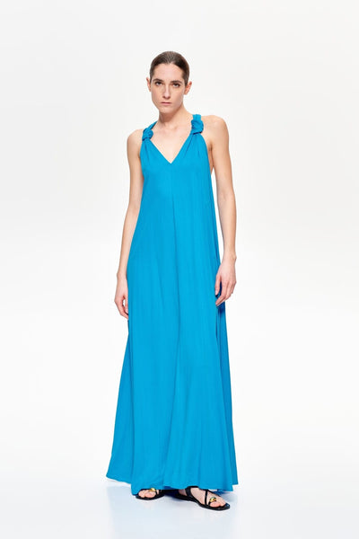 Lumina Μακρύ Φόρεμα με Κόμπο Μπλε L8646