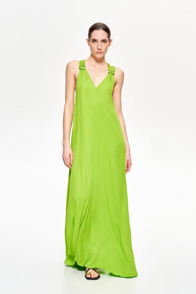 Lumina Μακρύ Φόρεμα με Κόμπο Πράσινο L8646