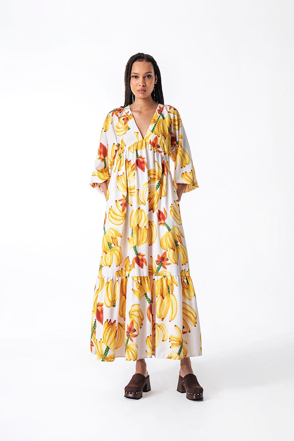 Mamoush Bananas Maxi Σατέν Φόρεμα Κίτρινο 21356