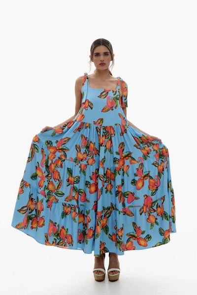 Mamoush Zeta Μακρύ Φόρεμα Floral Μπλε 217164