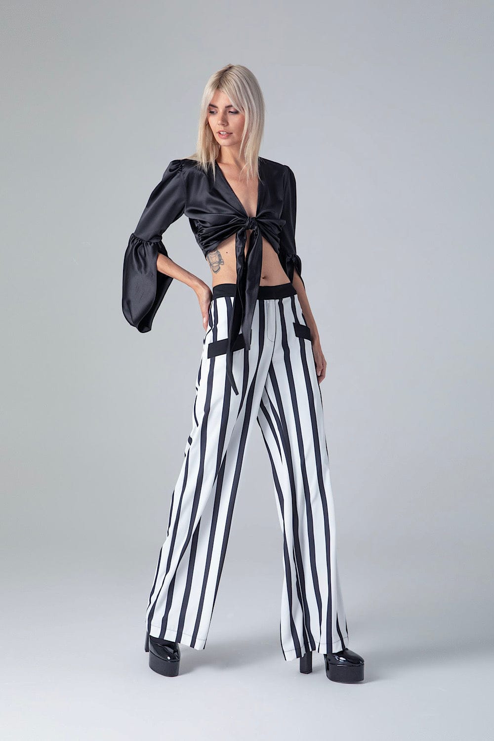 Mamoush Danae Striped Pants White/Black 192144