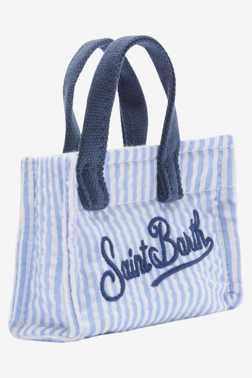 Mc2 Sanit Barth Striped Cotton Mini bag Keychain with Printed Logo Μπλε KEYB011 00361L