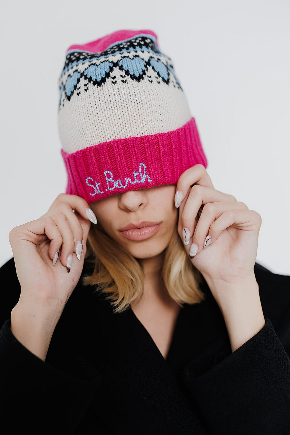 MC2 Saint Barth Embroidered-Logo Fuchsia Knitted Cap WENG016