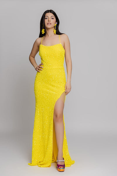 Mikael Βραδινό Maxi Φόρεμα Κίτρινο 67125