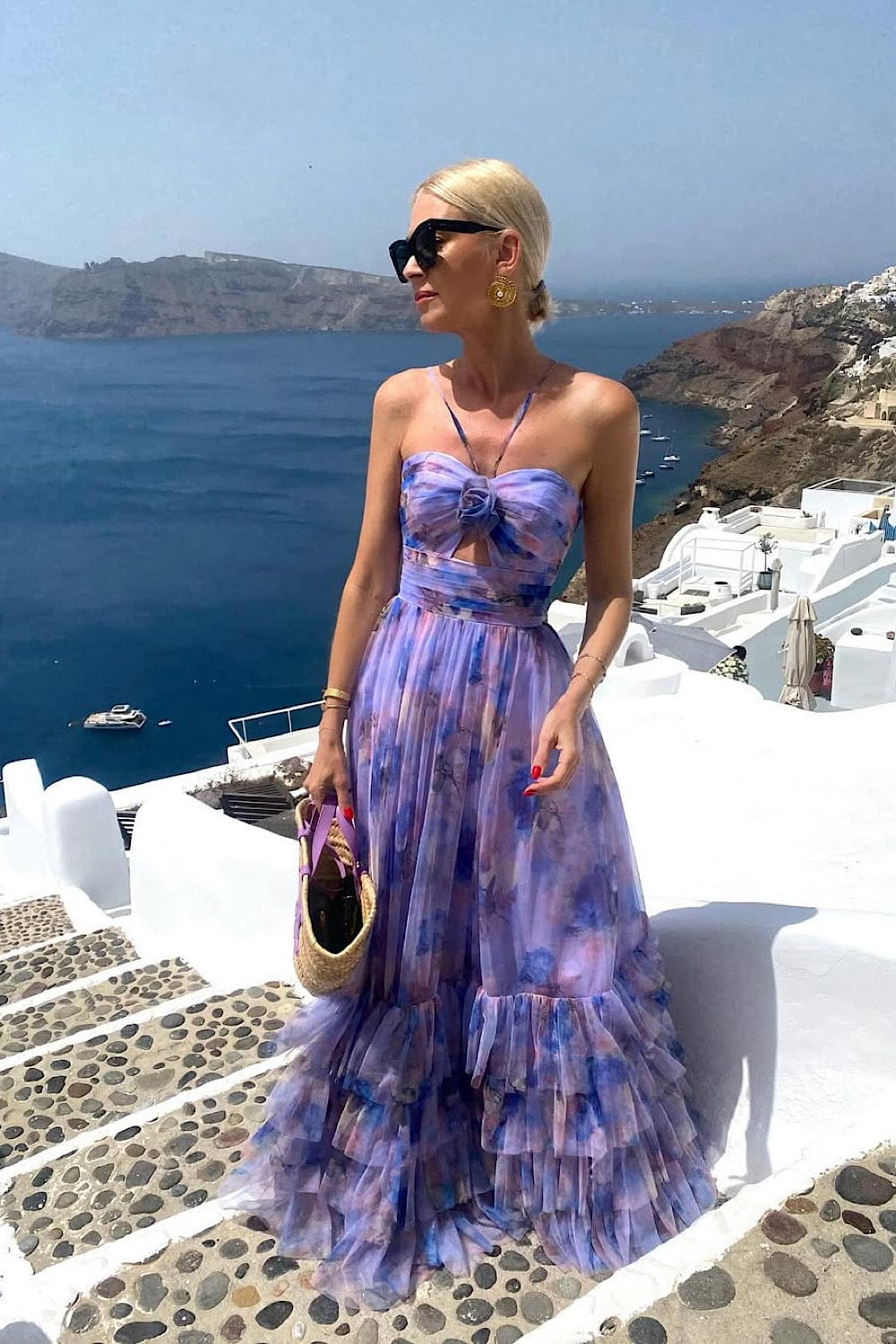 Mikael Maxi Strapless Φόρεμα Μωβ MIK322