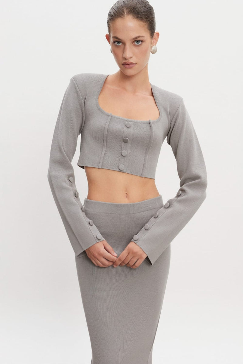 Nadia Rapti Heaven Knited Crdigan Top Γκρι 127112601