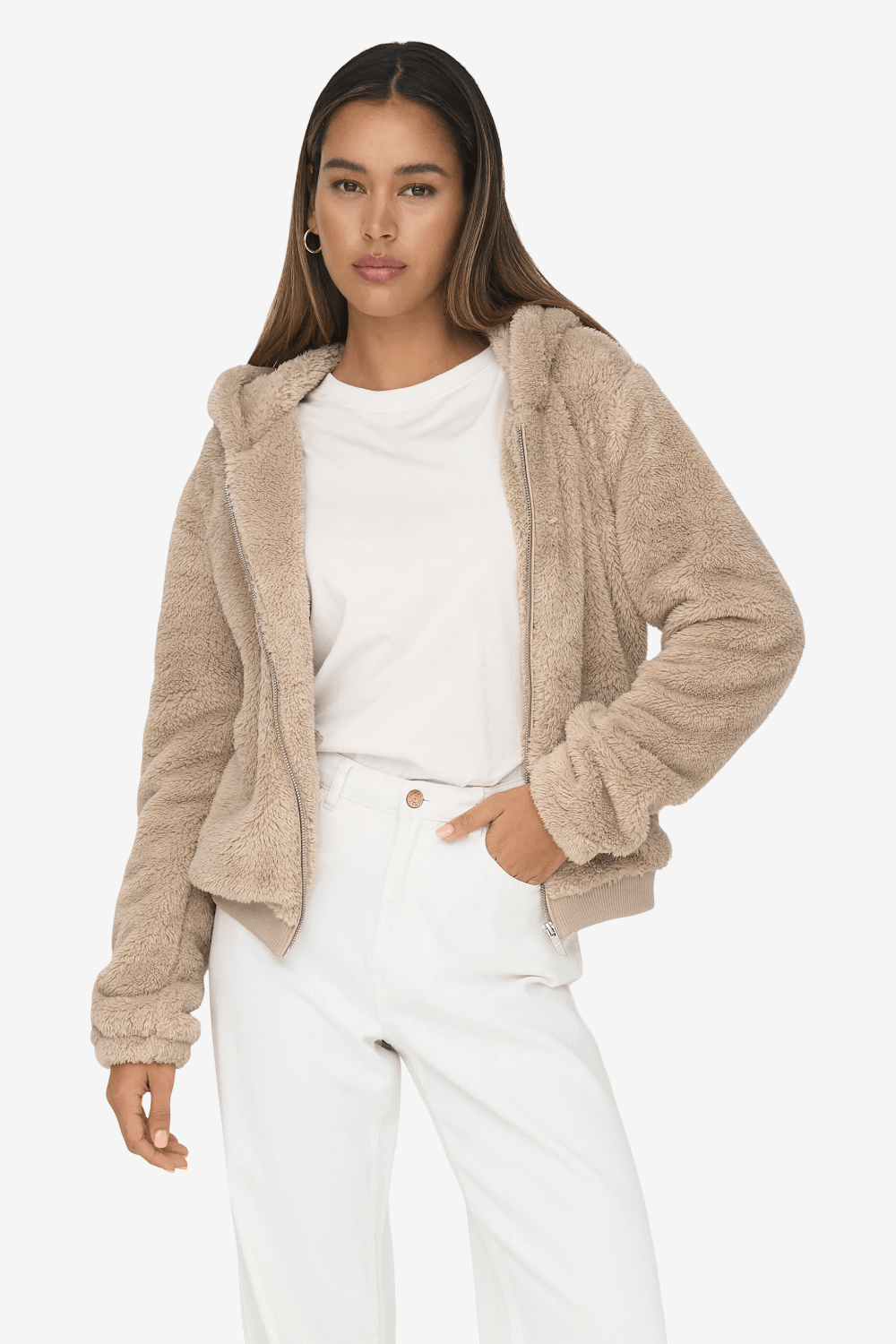 Only New Anna Wool Zippered Jacket Beige 15300635
