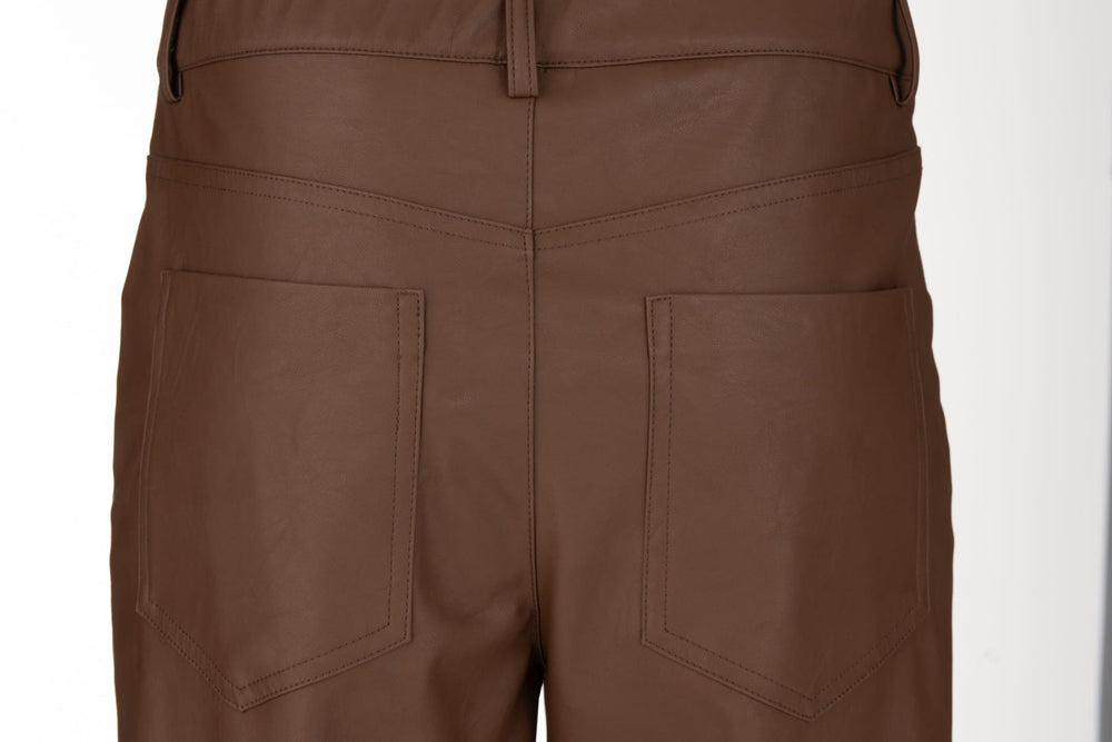 Philosophy Leather Regular Παντελόνι Καφέ TR44603