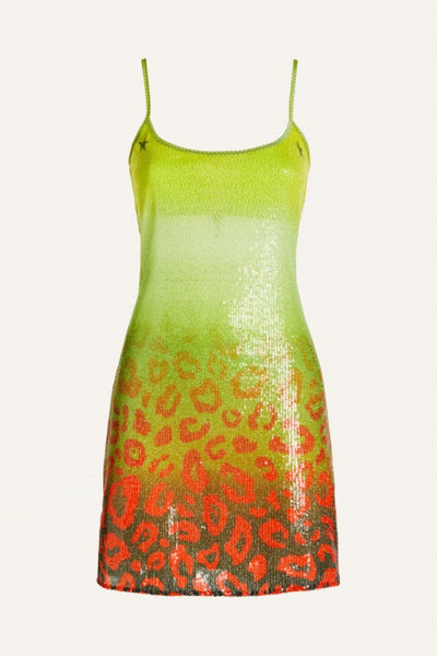 Pin-Up Stars Sequined Print Macula Degrade Petticoat Dress Πράσινο PC158A