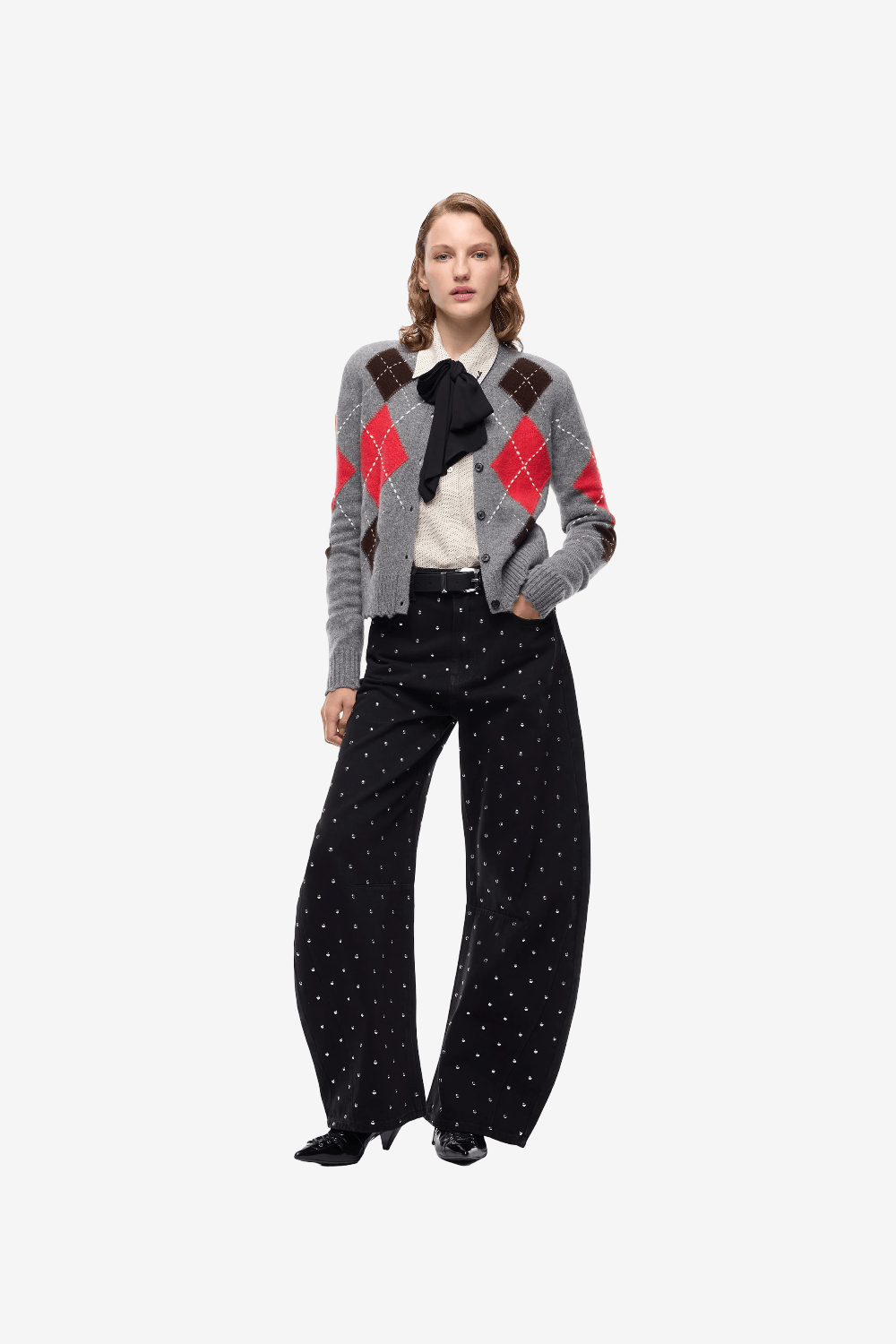 Pinko Cardiff Μάλλινη Πλεκτή Ζακέτα με Σχέδιο Γκρι 107284 A3IE IL1